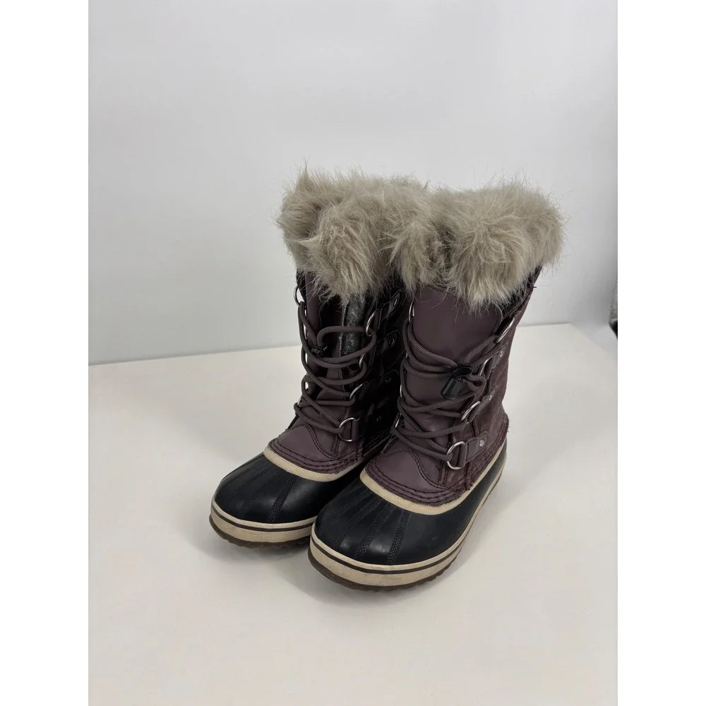 Sorel Snow Boots Kids 2 Purple Joan‎ of Arctic Waterproof Faux Fur NY1966-574